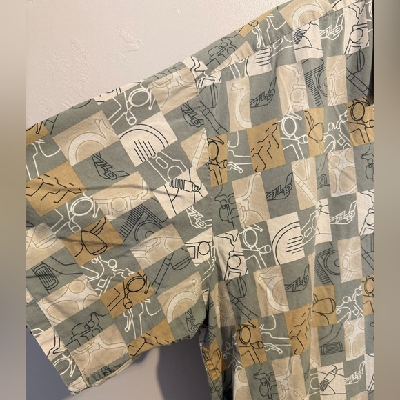 Vintage Harley Davidson Hawaiian Shirt All Over Print Men's 2XL Green/Tan Check - Picture 4 of 12